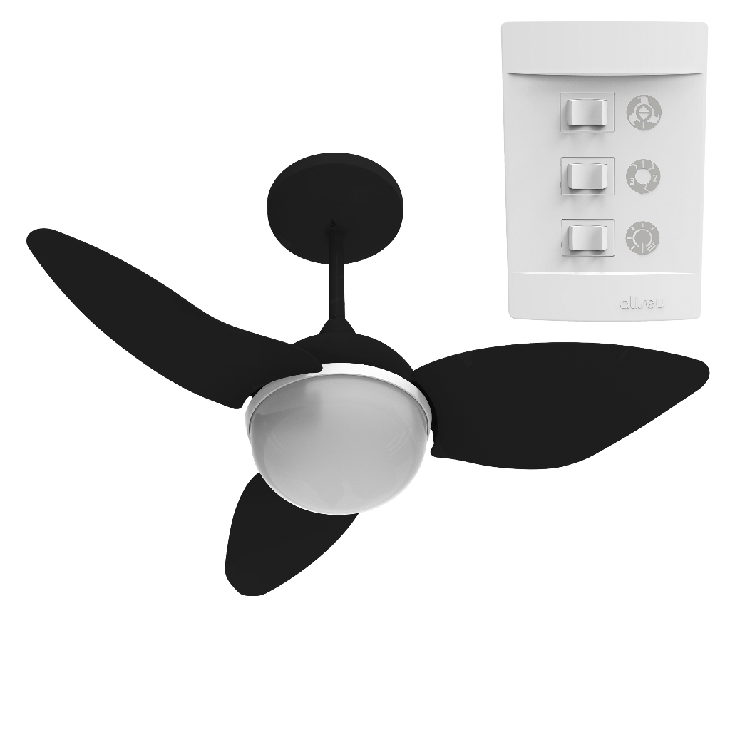 Ventilador Teto Aliseu Smart Preto Controle Parede