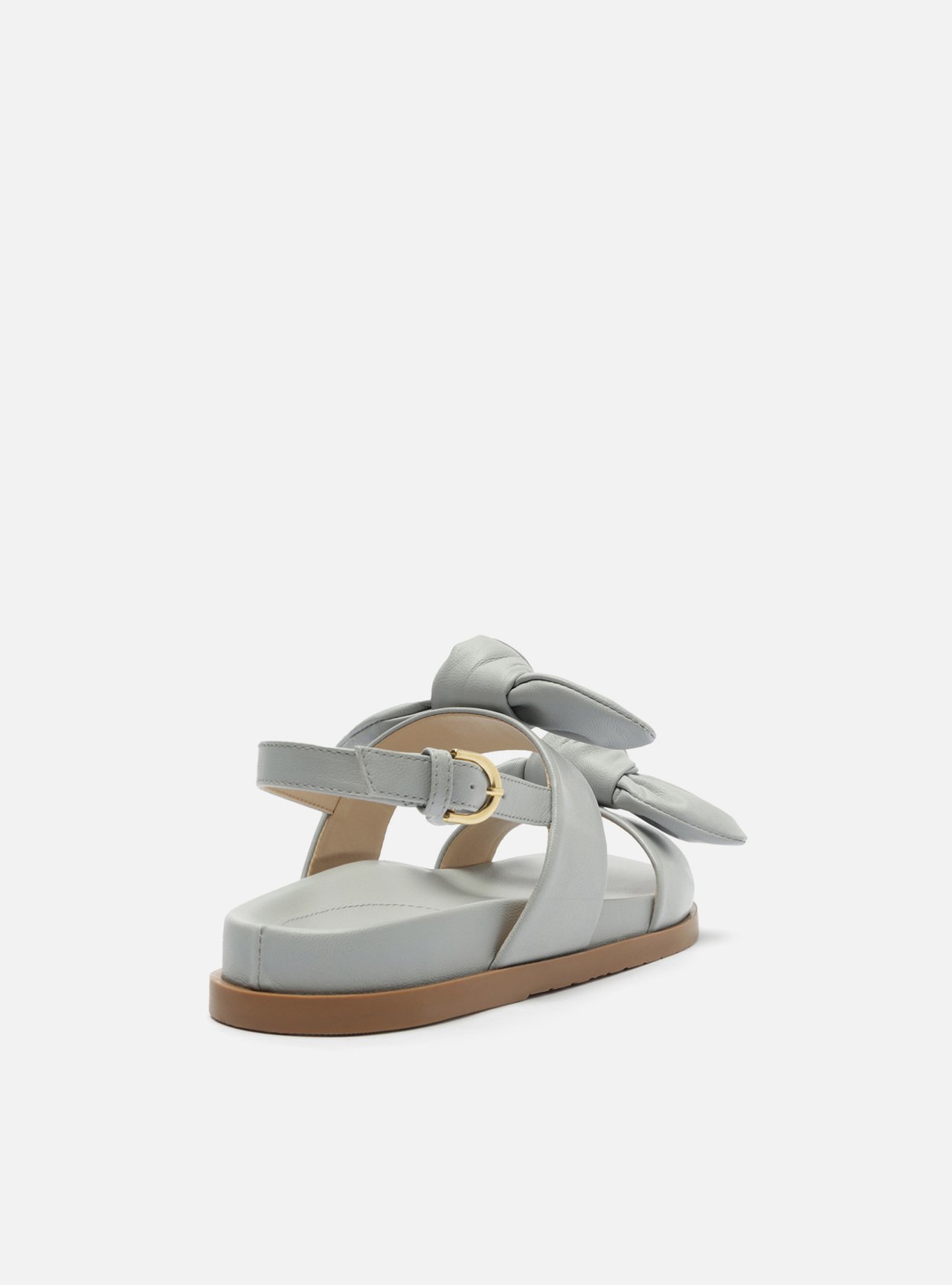 Foto 3 de Sandália Rasteira Cinza Couro Flatform Laços