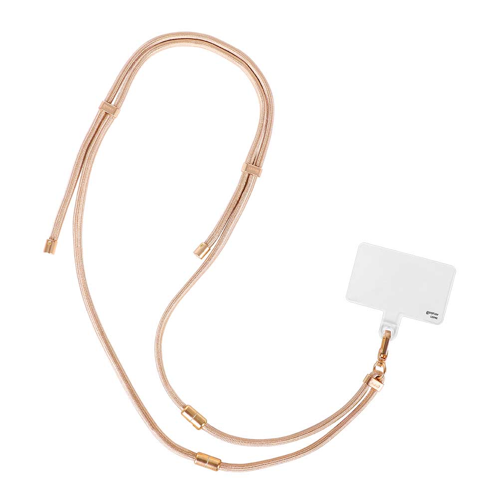 Cordão para Celular Dual Style Universal Ajustável 2x1 Dourado com Acessórios Dourado Geonav - CDU02L03