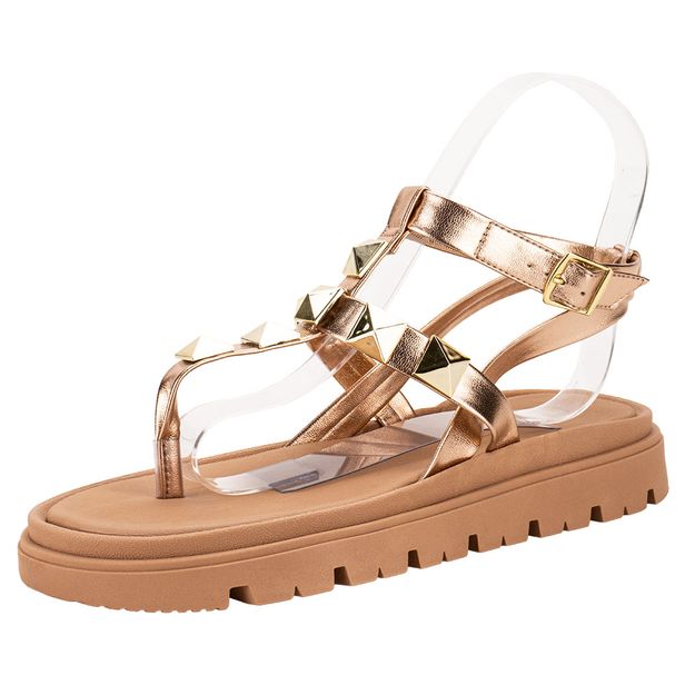 Sandália Feminina Flat Moleca 5504102 BRONZE 35