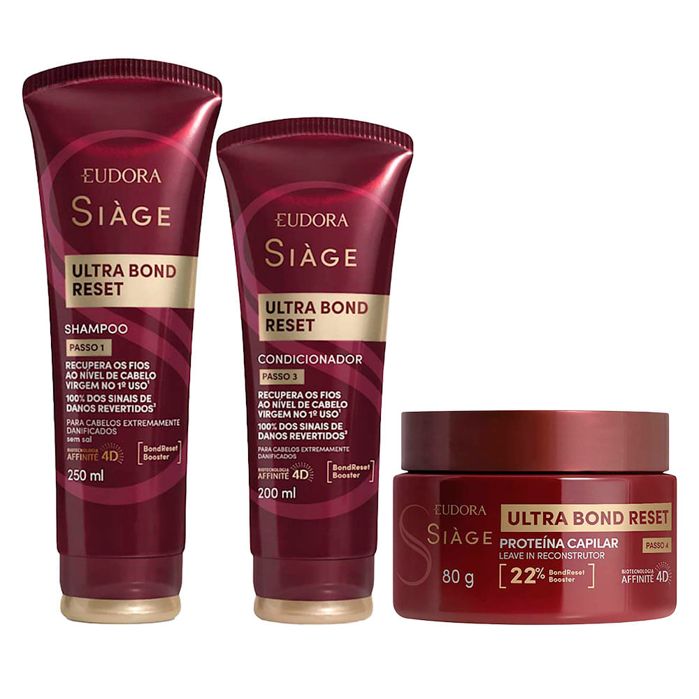 Kit Eudora Siàge Ultra Bond Reset - Shampoo + Condicionador + Máscara — Kit