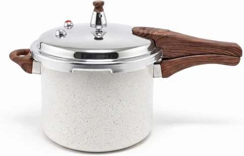 Panela de Pressão 4,2L com Revestimento Cerâmico Antiaderente, Fundo de Indução, Tampa em Aço Inox, Cabo Amadeirado e Sistema de Segurança