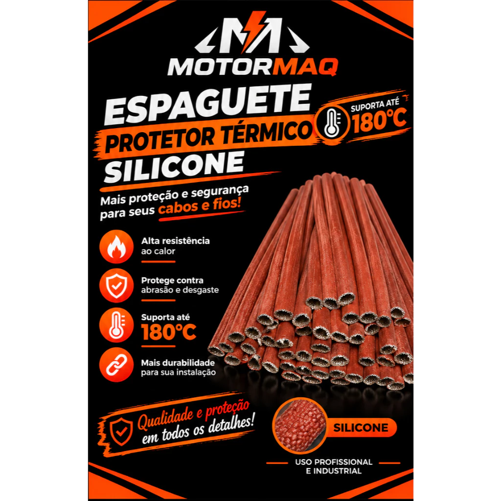Espaguete protetor térmico para fios 180°C silicone 1mm - 3 metros