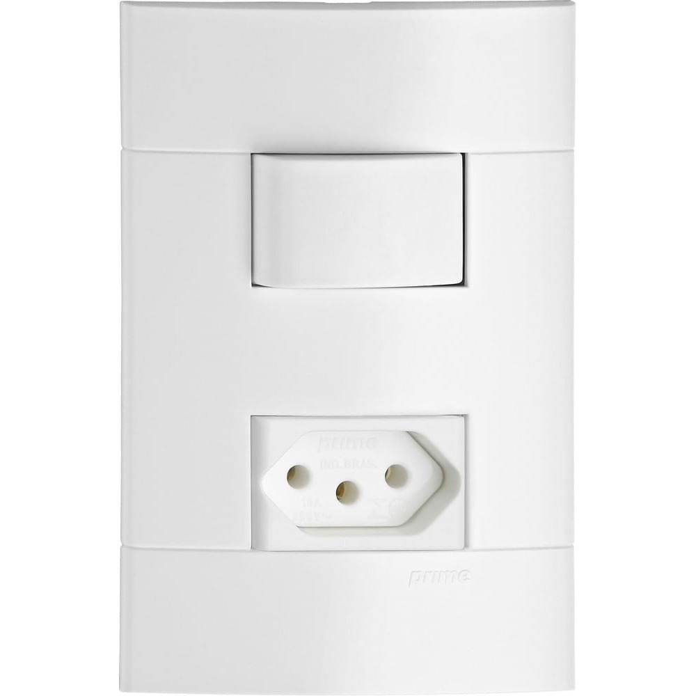 Conjunto 1 Interruptor Simples Com 1 Tomada 2p T 10a 250 Br Lunare Schneider