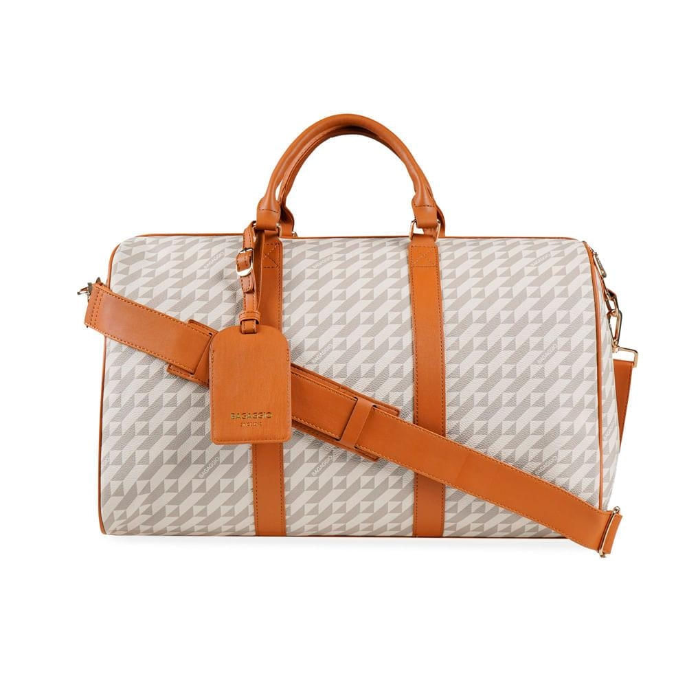 Bolsa de Viagem Feminina Monograma BG Bege G / Bege