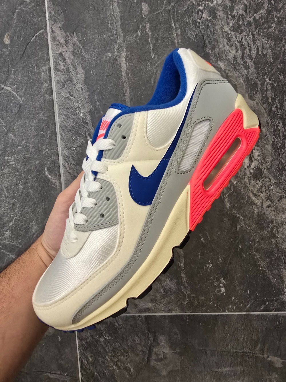 Nike Air Max 90 Base Grey Sport Royal — 37 / 38 / 39 / 41 / 42 / 43, Novo