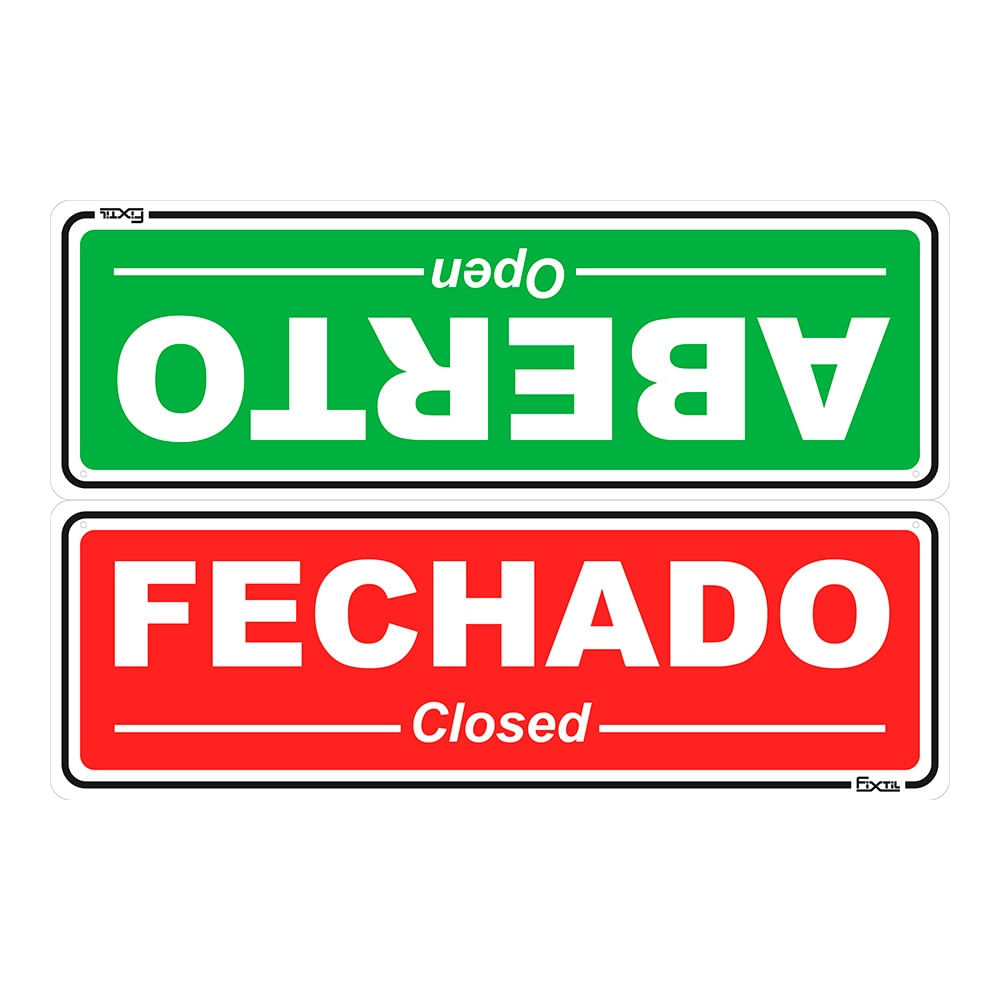 Placa Aberto Open Fechado Closet 20X30Cm Fixtil