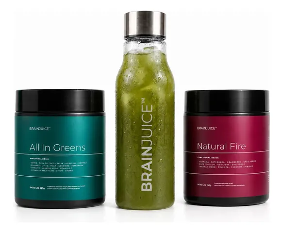 Kit Natural Fire Brainjuice All In Greens + Garrafa