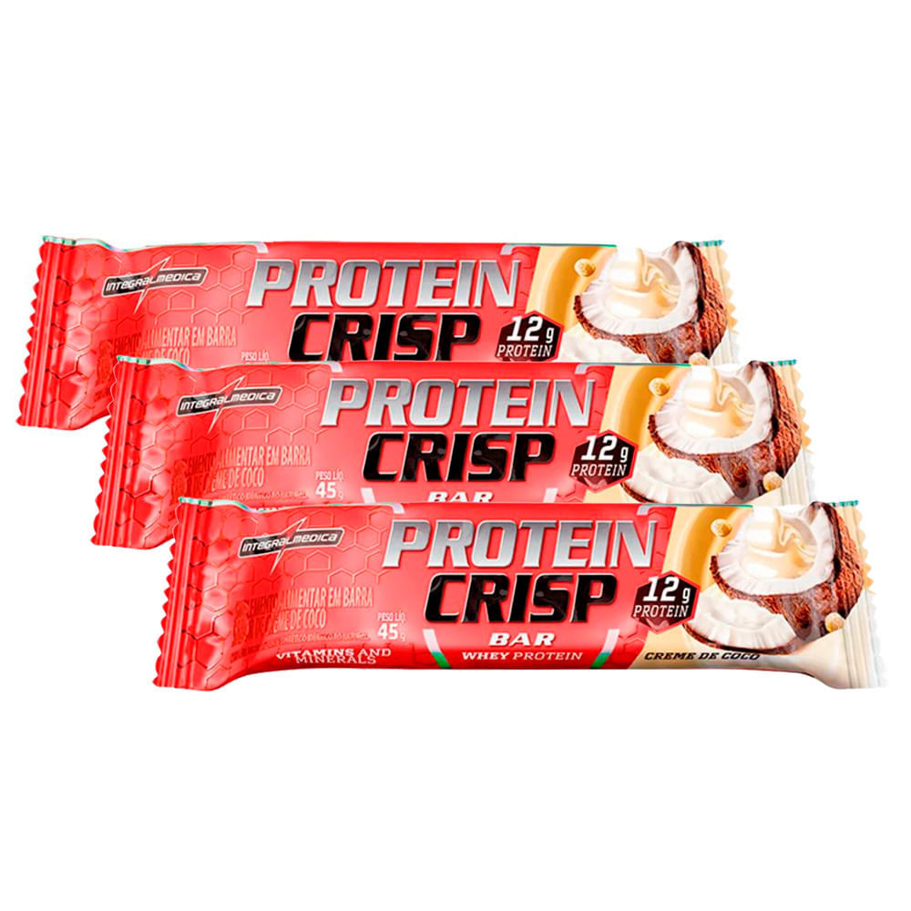 Kit 3 Barra Protein Crisp Bar Creme de Coco 45g