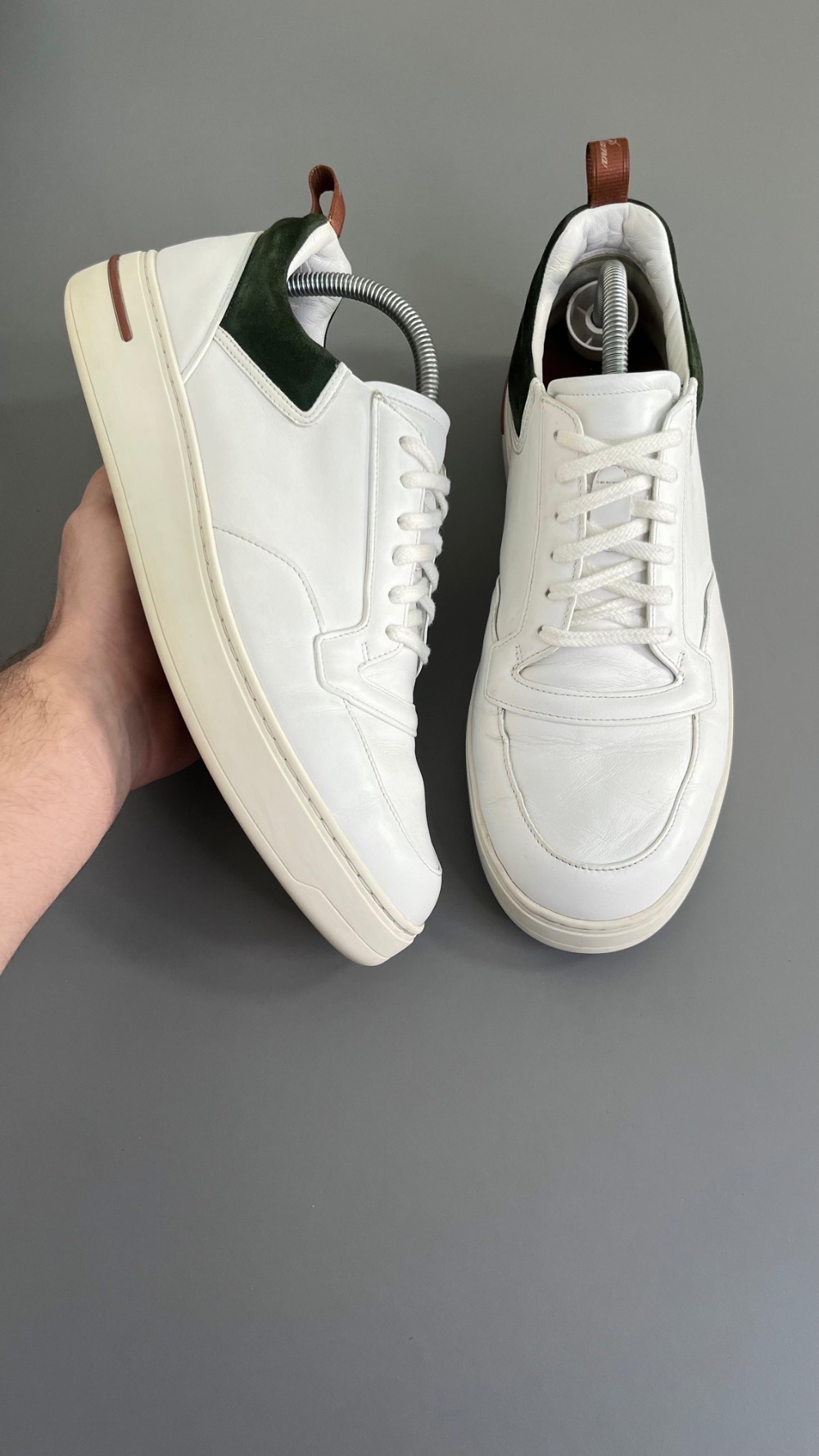 Loro Piana Newport Suede Trimmed Leather White — 42, Usado