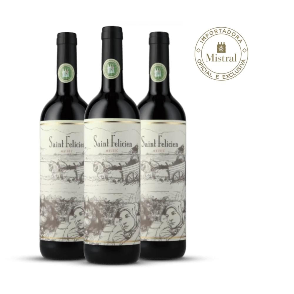 Kit 3 Vinho Tinto Argentino Saint Felicien Malbec