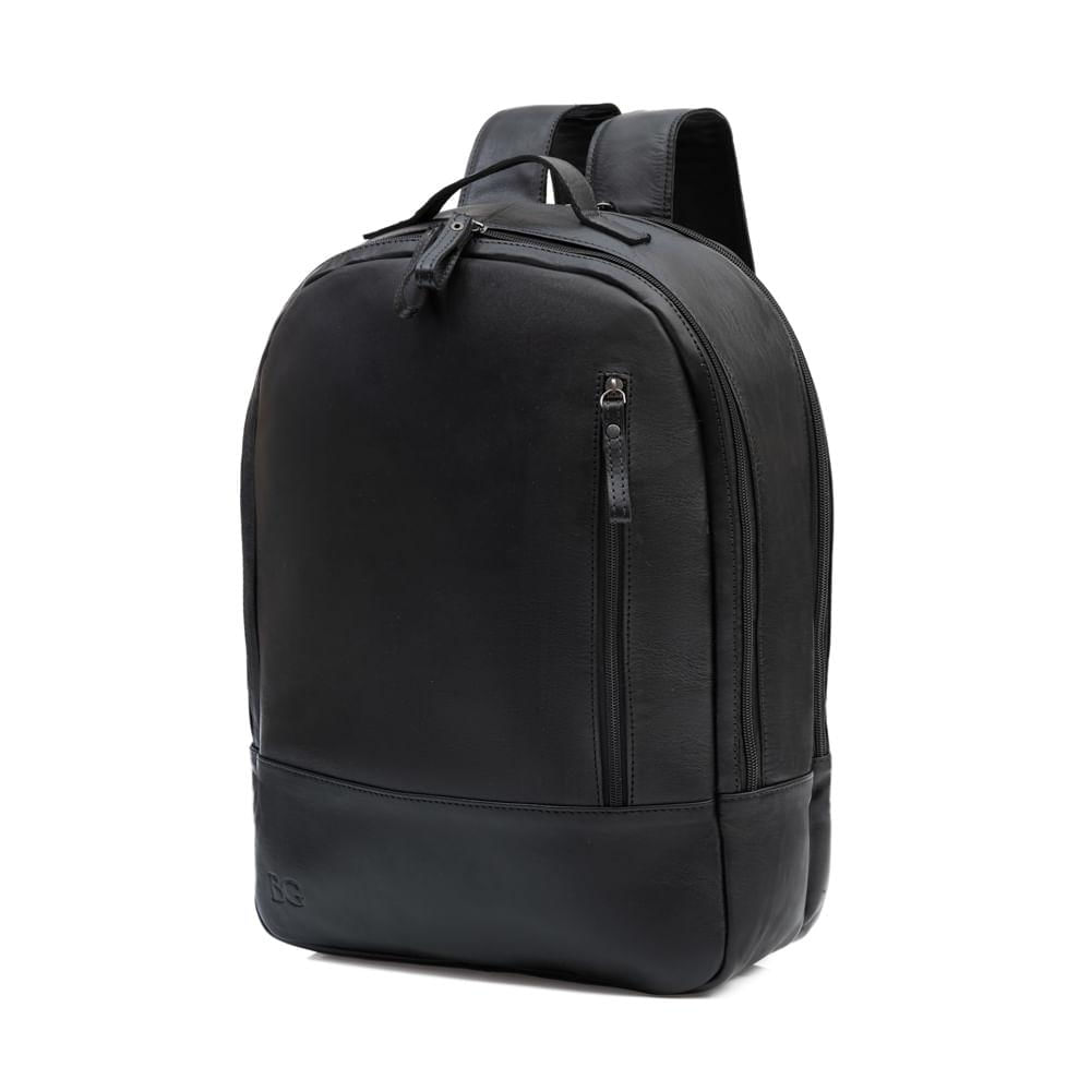 Foto 3 de Mochila Masculina de Couro para Notebook Arpoador Preta U / Preto