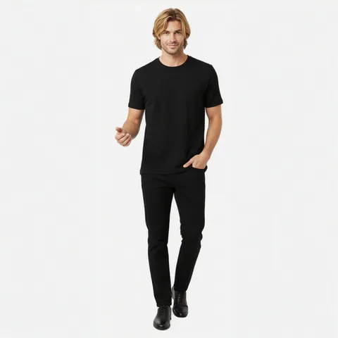 Camiseta Manga Curta Liso Preto - ID