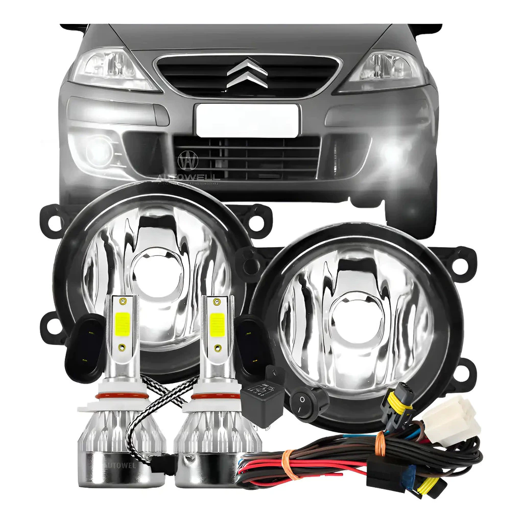 Kit Farol Milha + Lâmpadas Led Citroën C3 C4 2006 Até 2012