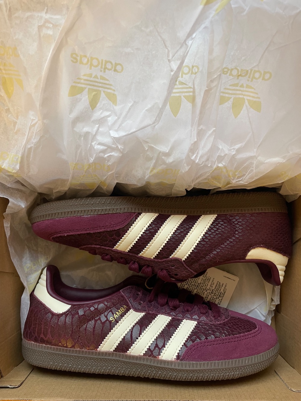 adidas Samba Snakeskin Maroon Cream White — 39, Novo