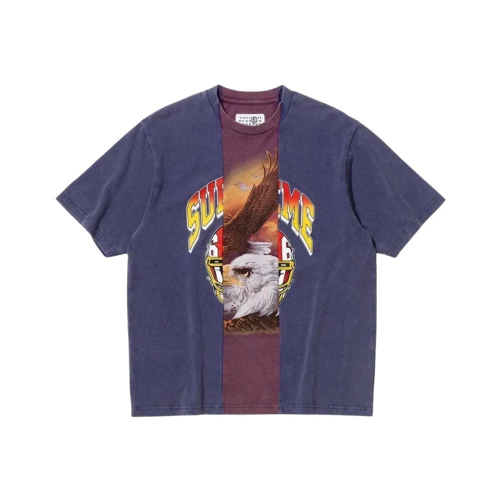 Maison Margiela x Supreme Camiseta Split Washed Blue SS26-W4 — P / M / G, Novo