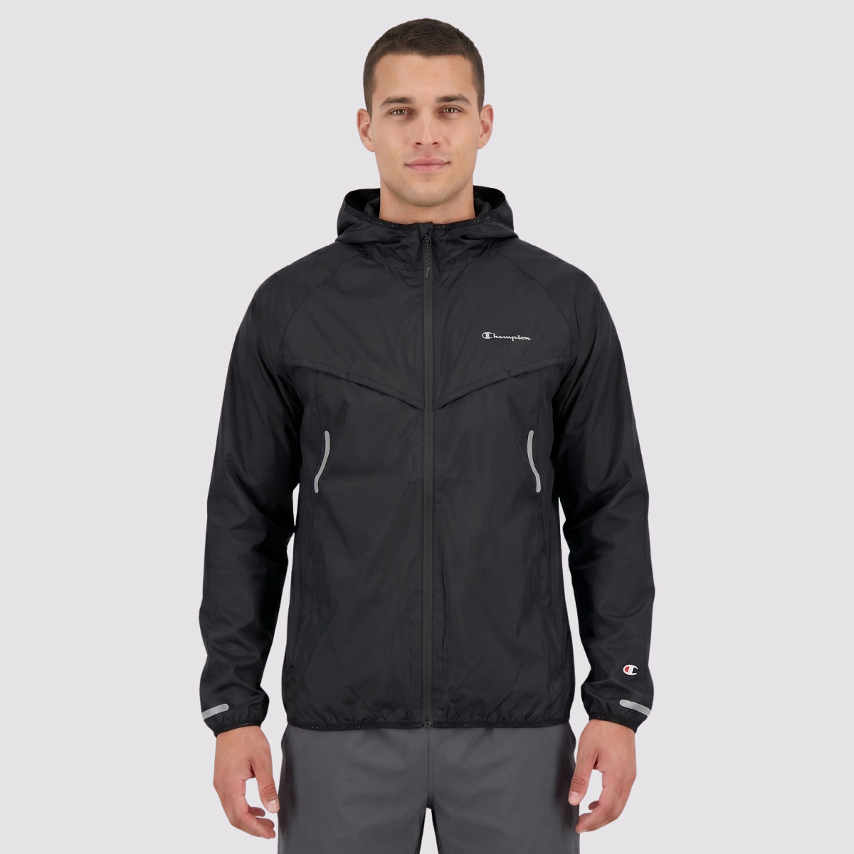 Jaqueta Corta Vento Champion Light Mini Script Logo Preta