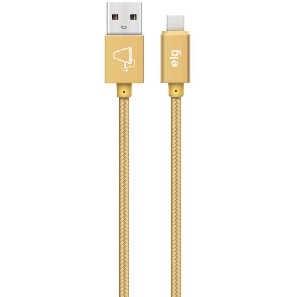 Cabo ELG TC20BG USB Tipo-C Nylon 2m - Dourado