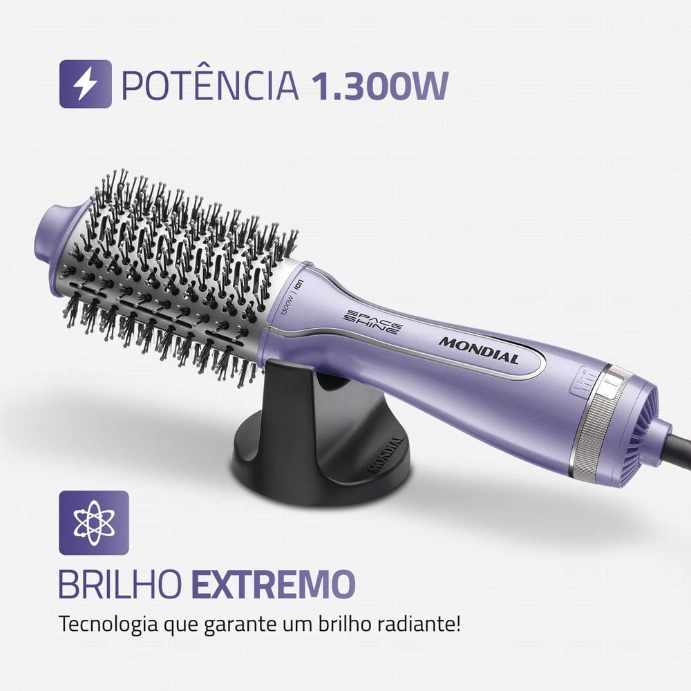 Foto 2 de Escova Secadora Space Shine Mondial Lilás - ES-21 BIVOLT