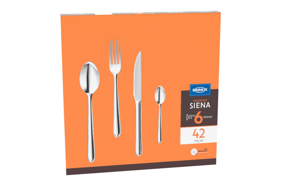 Faqueiro Brinox Siena 42 Peças Aço Inoxidável Inox