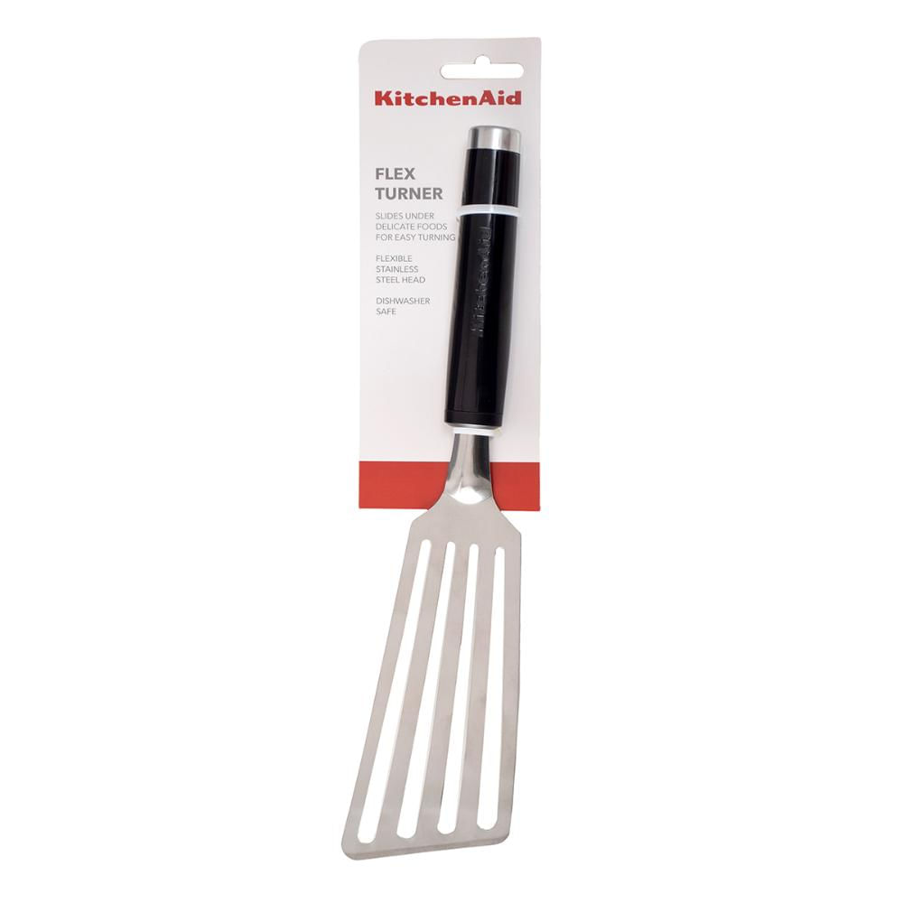 Espátula Inox Perfurada Flexível Cozinha KitchenAid Preto