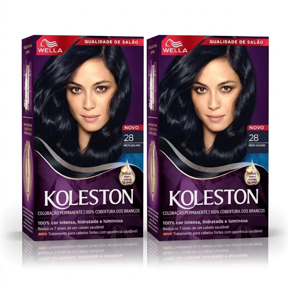 Kit 2 Tintas 28 Preto Azulado Koleston Gloss Intenso 1Un Cada