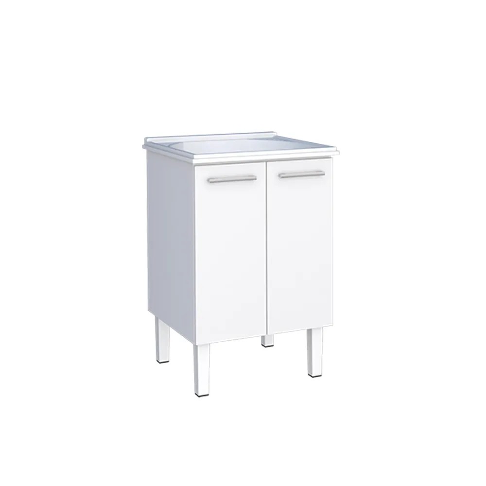 Gabinete Para Lavanderia De Aço Com Tanque Max 60Cm Branco Cozimax