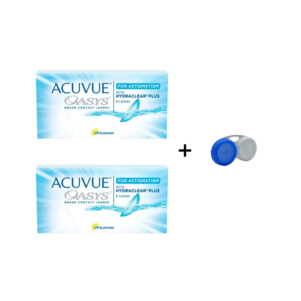 Lente de Contato Acuvue Oasys Tórica Astigmatismo 2 Caixas com Grau + Estojo Brinde (informar graus no chat)