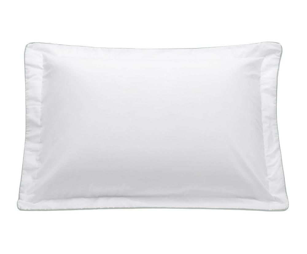Fronha Basics em Vivo Branco e Verde Menta 200 Fios Branco