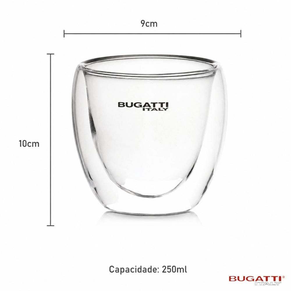 Foto 4 de Jogo 4 Copos Café Chá de Parede Dupla 250ml Xícara Bugatti