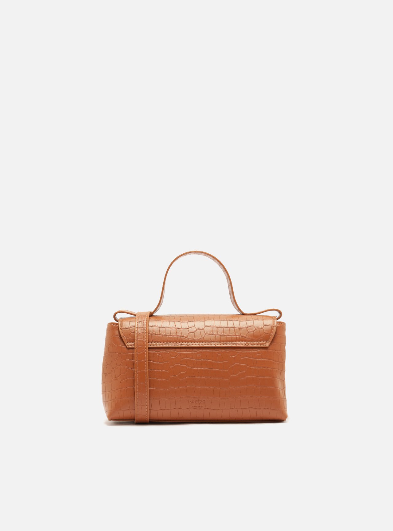 Foto 3 de Bolsa Tote Laranja Couro Pequena Metais