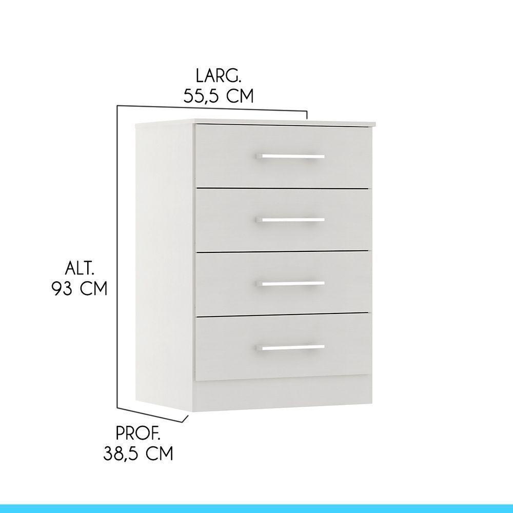 Foto 2 de Cômoda Organizadora Multiuso Com 4 Gavetas Menu Móveis Branco