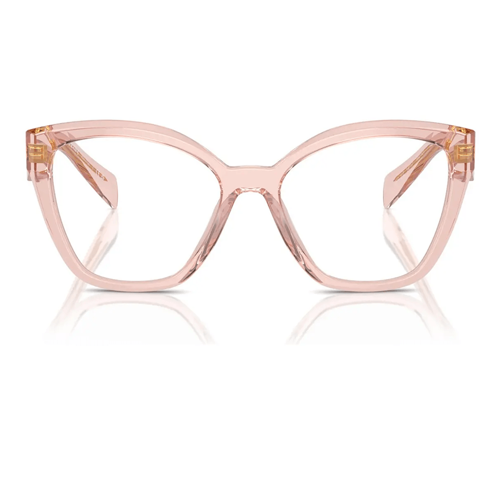 Kit Óculos de Grau Feminino Prada Gatinho PR 20ZV Acetato Bege com Lente Filtro Azul
