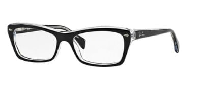 Armação de Óculos de Grau Ray Ban, modelo RX5255, cor Preto e Transparente, tamanho 53