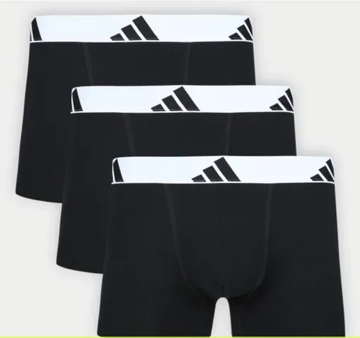 Kit Cueca Boxer Adidas 3 Peças Preto Branco