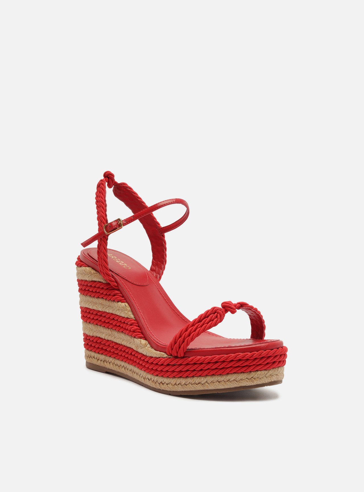 Foto 2 de Sandália Espadrille Vermelha Plataforma Natural