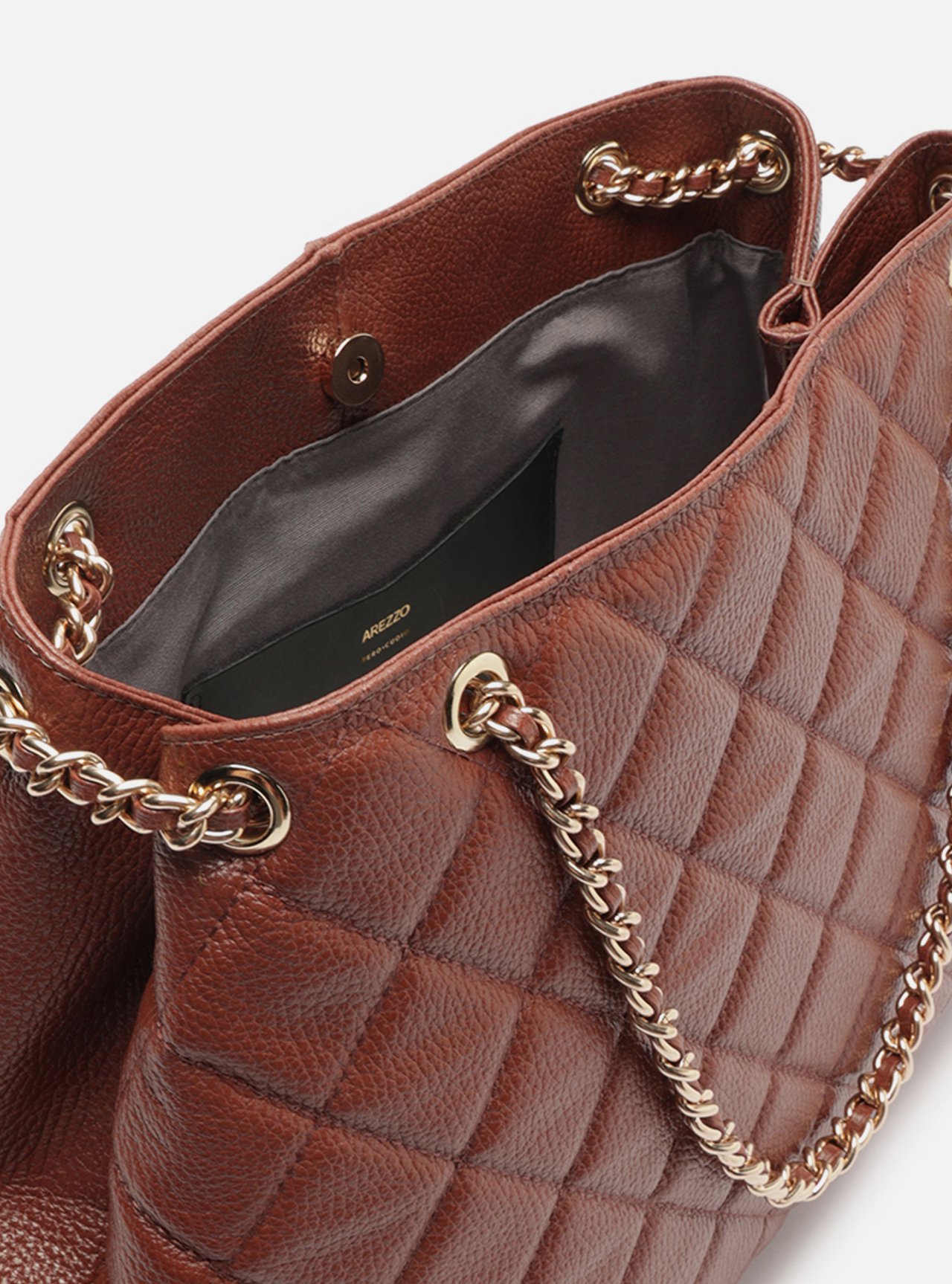 Foto 4 de Bolsa Tote Marrom Couro Matelassê Gab Grande
