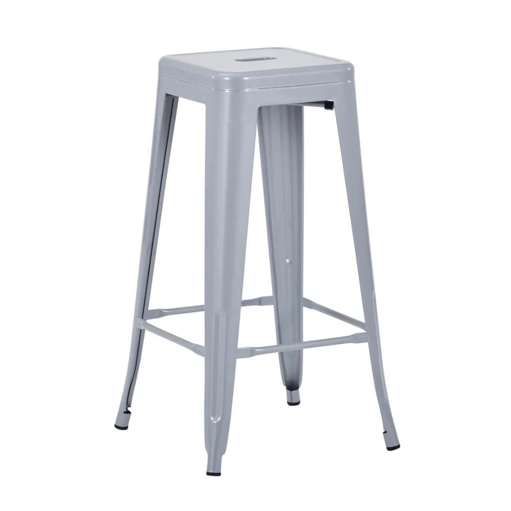 Banqueta Alta Industrial Tolix Aço Cinza 76cm Cozinha Bar Coisas e Coisinhas