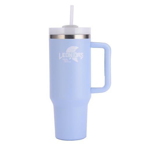 Copo Térmico Leonidas, 1180ml, Com Canudo, Quente ou Frio, Metal, Azul Claro, LN-GL-ST1180MLLB