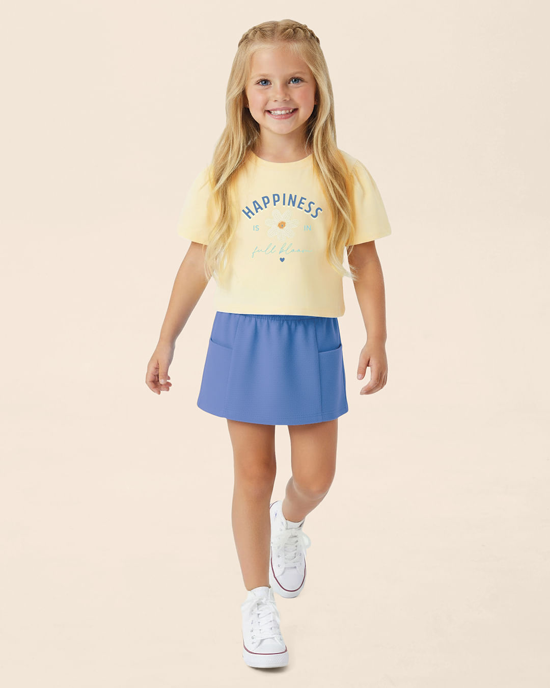 Conjunto Infantil Menina Happiness Is In Full Bloom E Shorts Saia Malwee Kids — Amarelo - 8