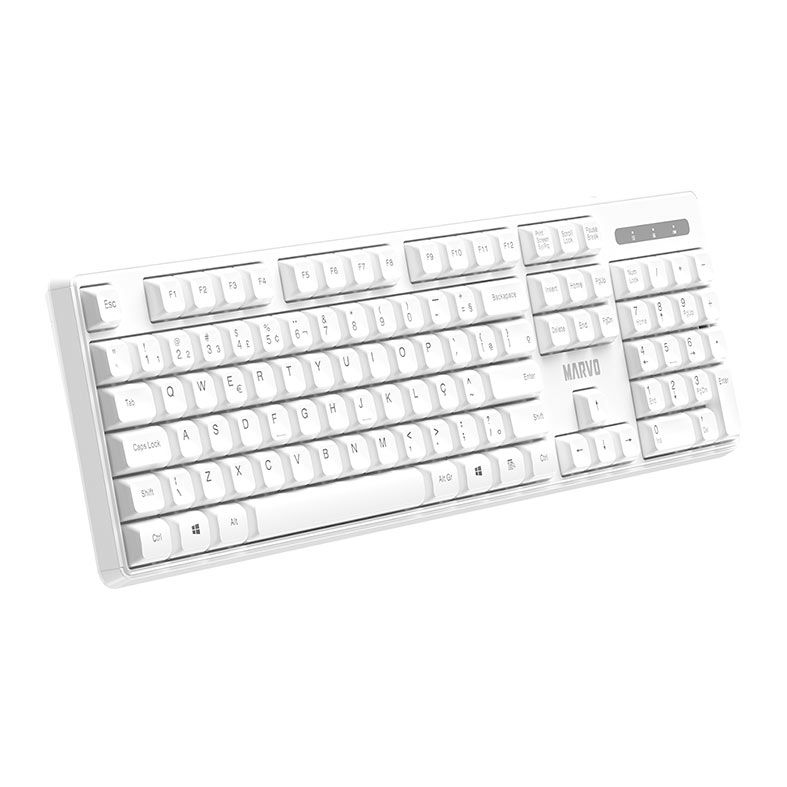 Foto 2 de Kit Teclado e Mouse Marvo WS005, ABNT2, 1600PI, Wireless, Branco, WS005-WH-PT