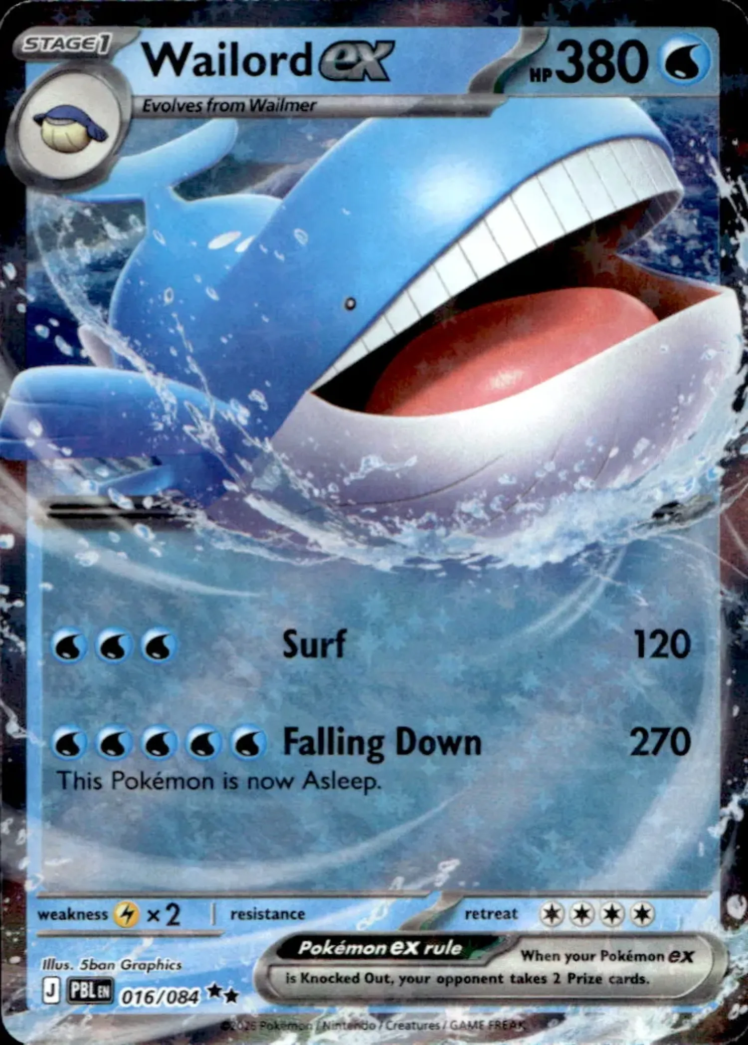 Wailord ex (16/84) Escuridão Absoluta Pokémon TCG — Near Mint, Novo