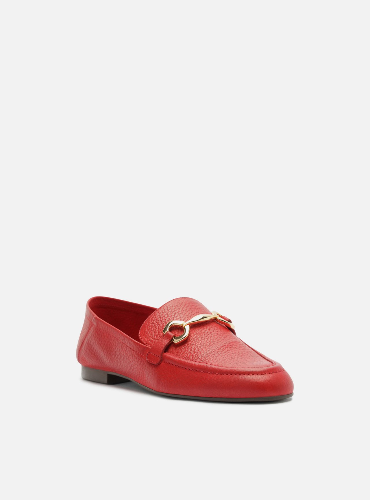 Foto 2 de Mocassim Luma Vermelho Couro Bico Redondo Bridão