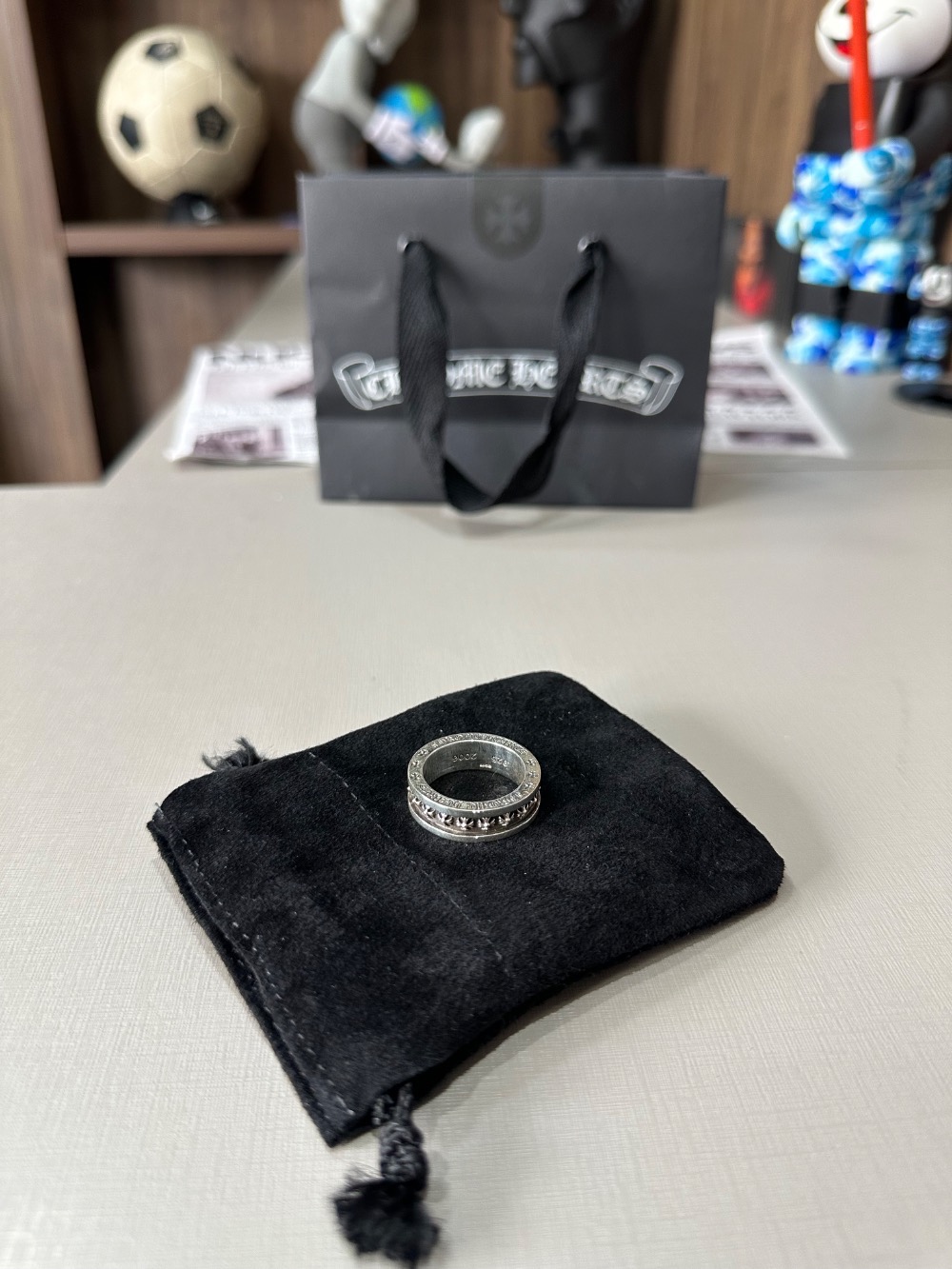 Anel Chrome Hearts Mini CH Plus Silver — 23, Novo