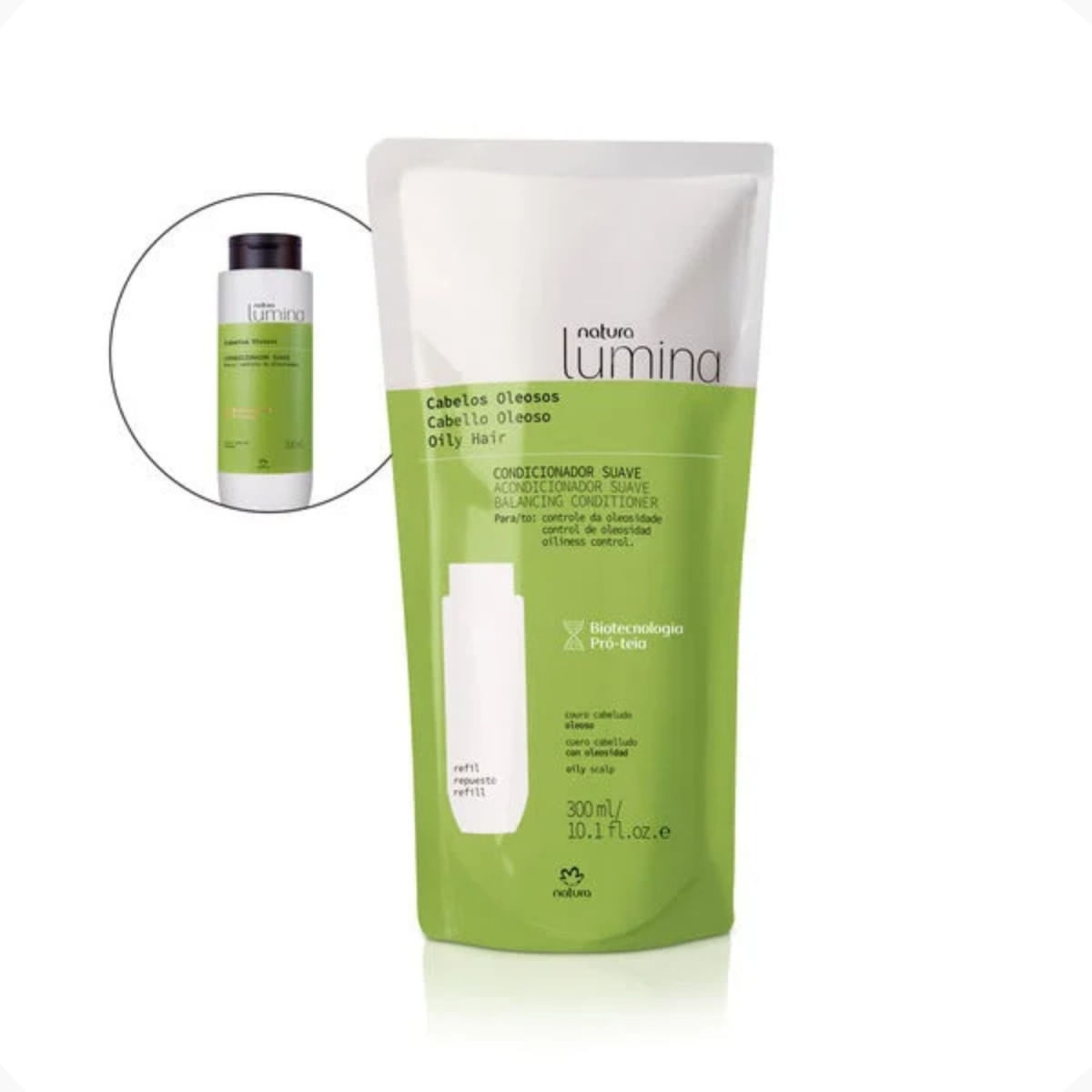 Refil Condicionador Suave Para Controle Oleosidade Cabelos Oleosos Lumina Natura 300ml REF 15144