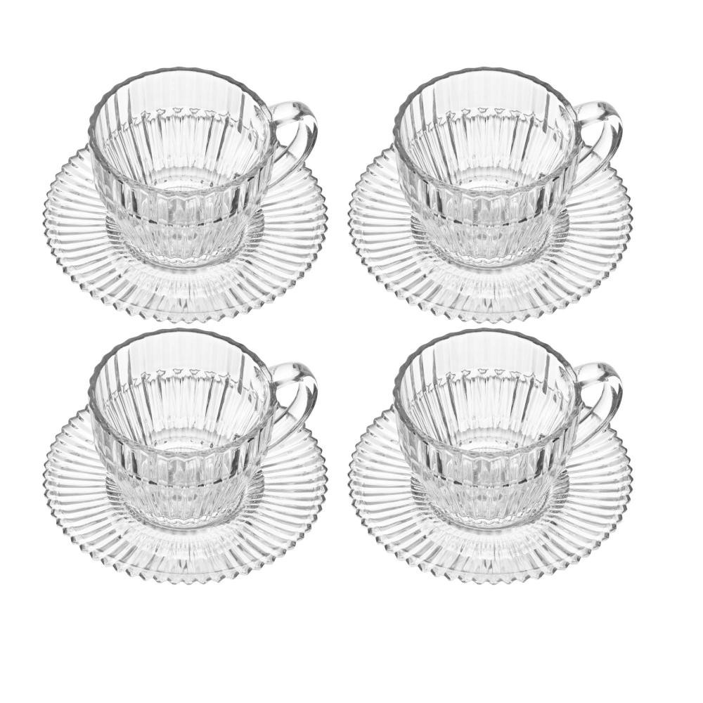 Conjunto 4 Xícaras de Chá de Cristal Império 220ml Wolff para Bebidas Quentes Mesa Posta Café Chá Elegante Casa e Servir
