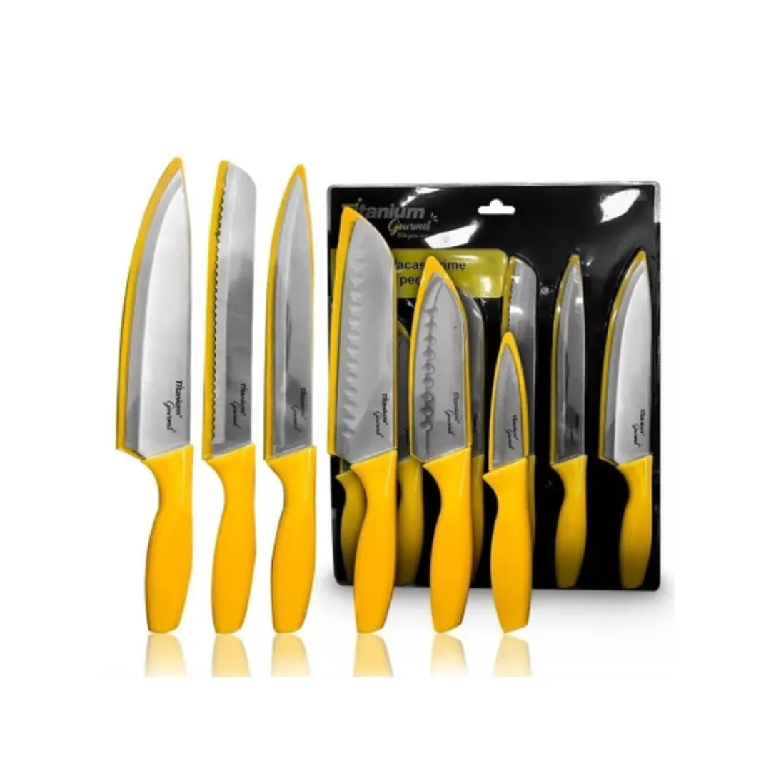 KIT FACAS PRIME 6 PEÇAS TITANIUM