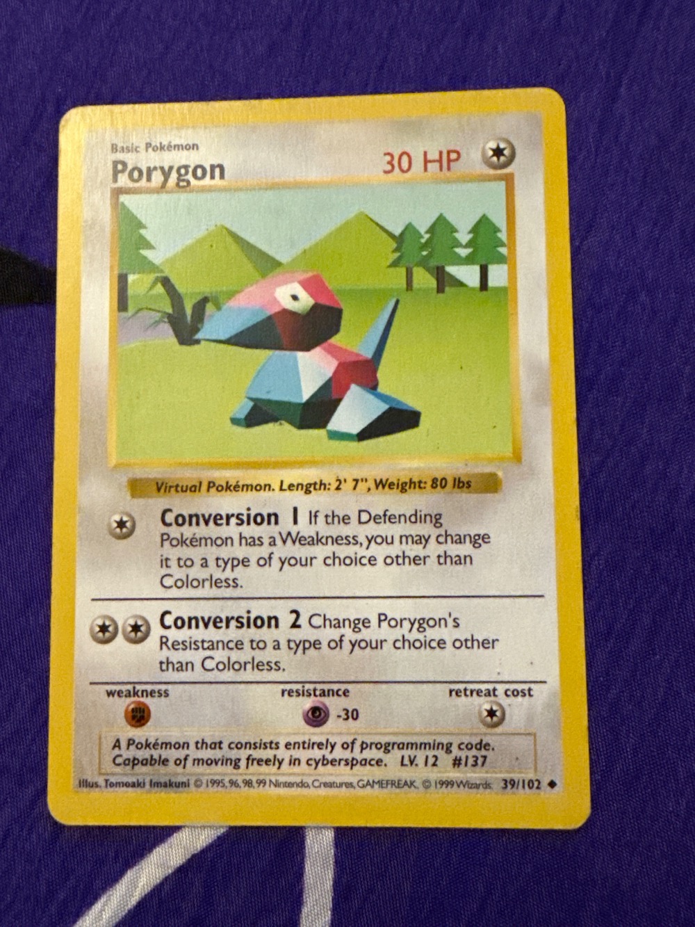 Porygon (39/102) Base Set Pokémon TCG — Lightly Played, Usado