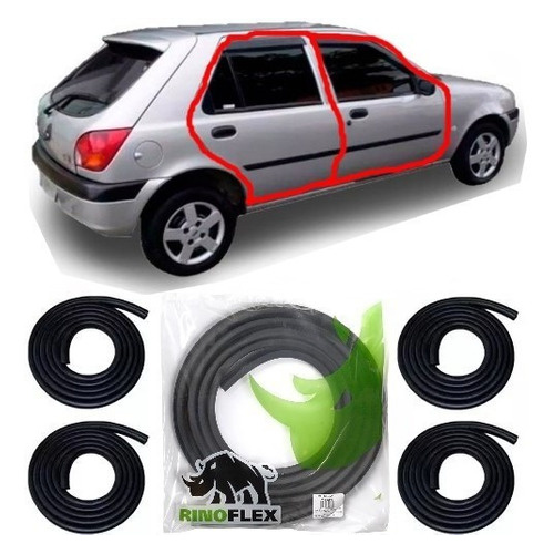 Kit 4 Borrachas Para Porta Lateral Fiesta 2000 2001 2002 2003