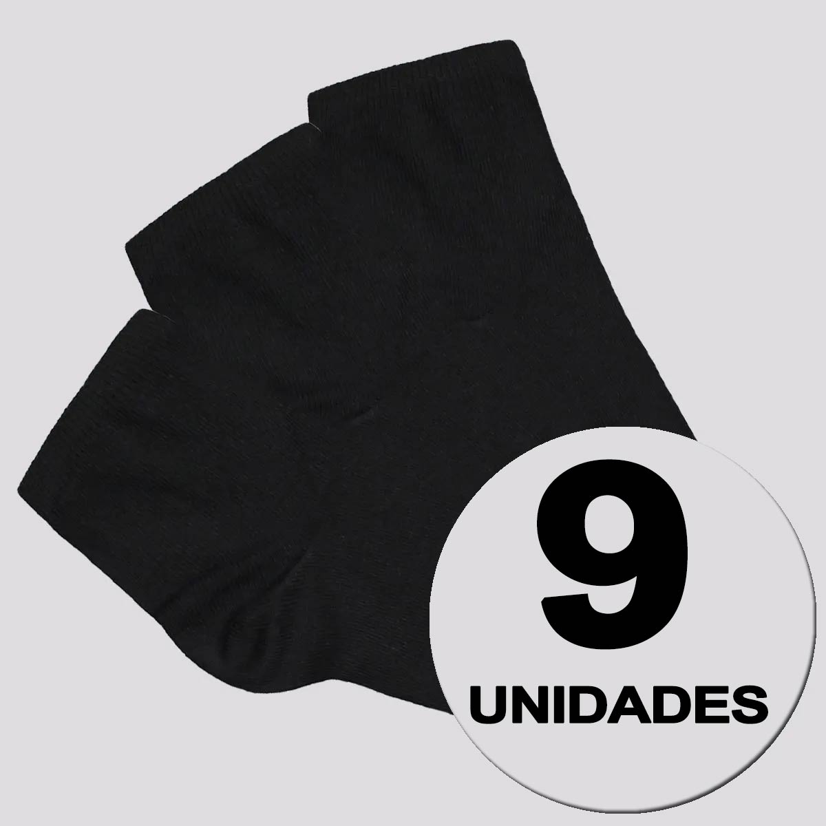 Kit Meia Selene Cano Curto Feminino 9 Pares Preta